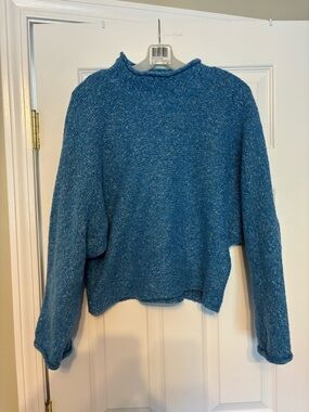 William Rast Teal Blue Cowl-Neck Sweater